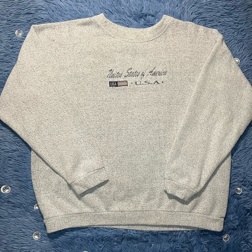 VINTAGE USA Crewneck Sweater Size XL Mens Gray Retro Exist Sports 90s